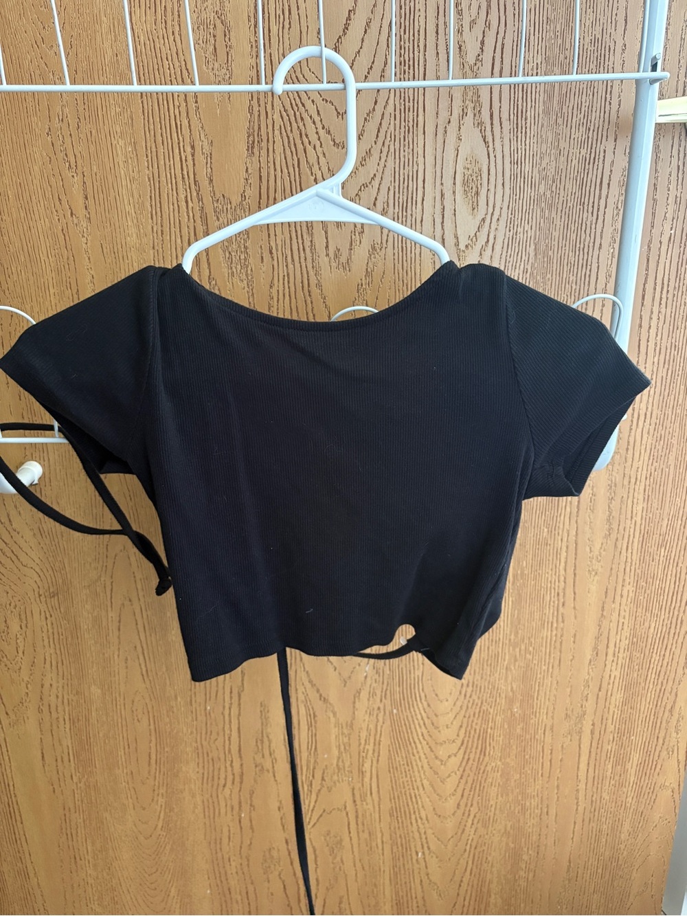 wild fable Black Ribbed Tie-Back Crop Top
